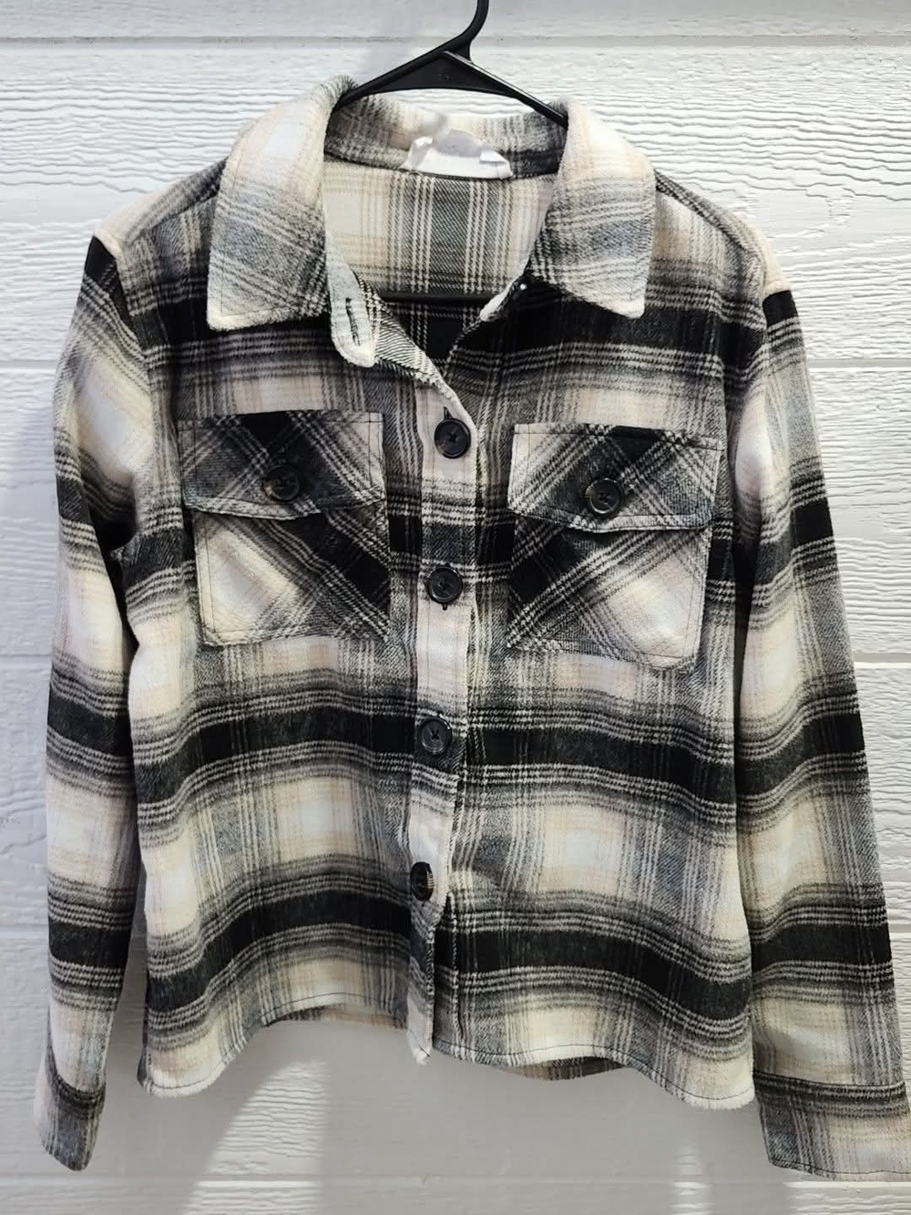 Steve Madden Black & Cream Plaid Button-Up Shacket